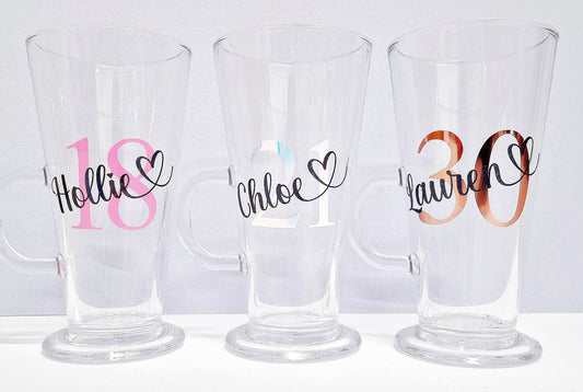 Personalised Latte, Hot Chocolate glasses (1 glass)